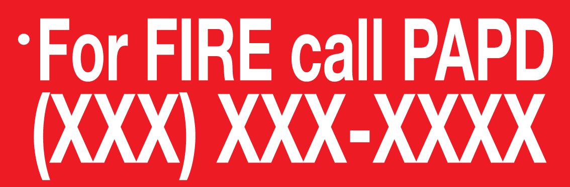 CVD-HTZ1-PH# - 15.75" x 5.75" Decal - For FIRE call PAPD