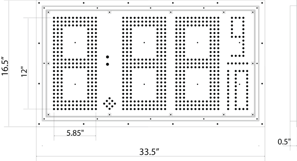 12" High DIP LED Fuel Price Sign. 30.75" x 16" x 0.75" Weatherproof Retrofit System Assembled Complete with Meanwell Power Supply