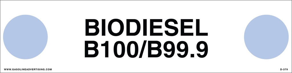 D-379 - 12"W x 3"H - API COLOR CODED DECAL - BIODIESEL B100-B99.9