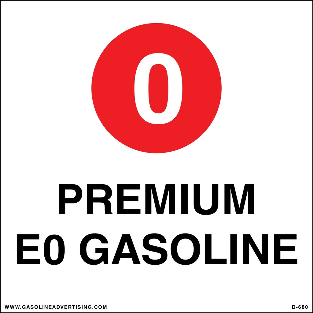 D-680 - 6"W x 6"H - API Color Coded Decal - PREMIUM E0 GASOLINE