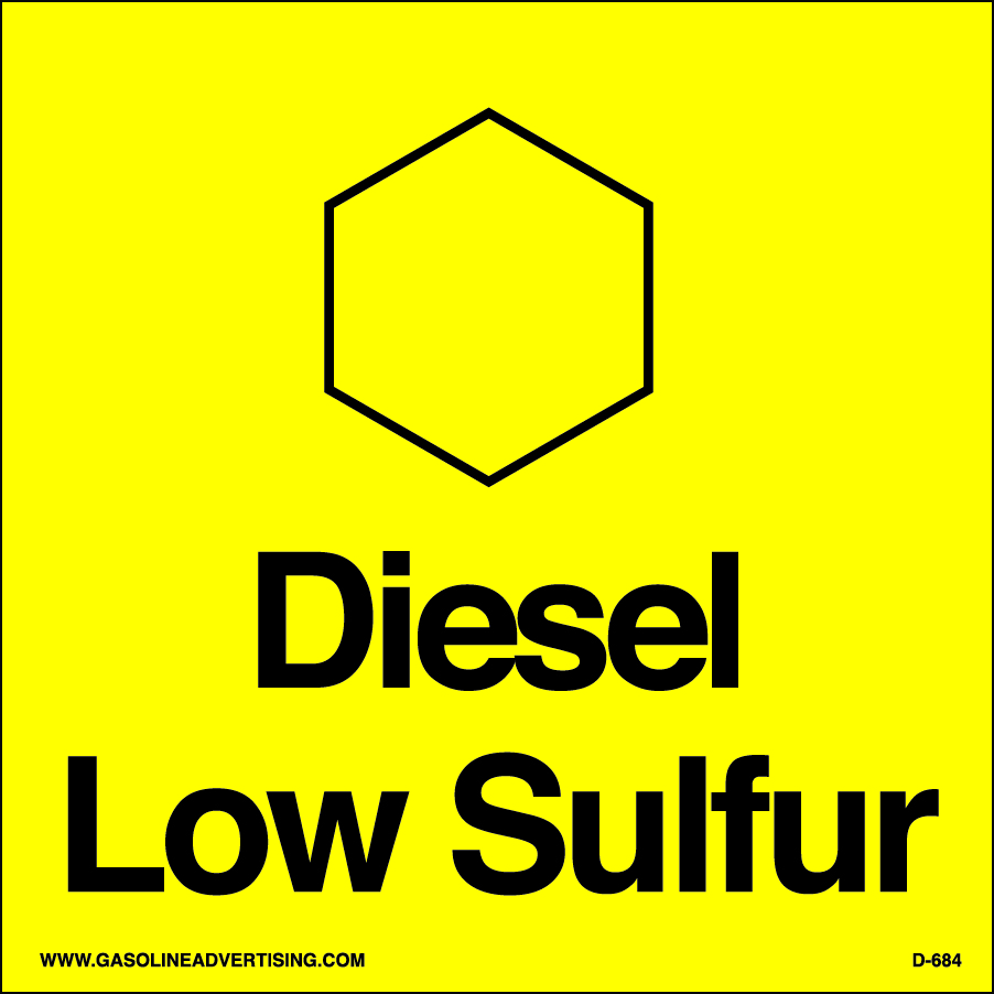 D-684 - 6"W x 6"H - API Color Coded Decal - Diesel low Sulfur