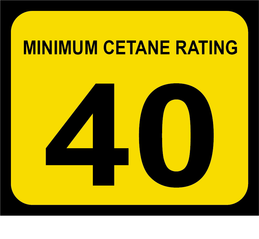 D-20-40 Cetane Rating Decal - MINIMUM CETANE...