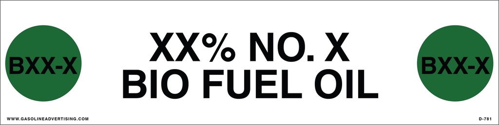 D-781 API COLOR CODED DECAL - XX% NO. X BIO FUEL OIL
