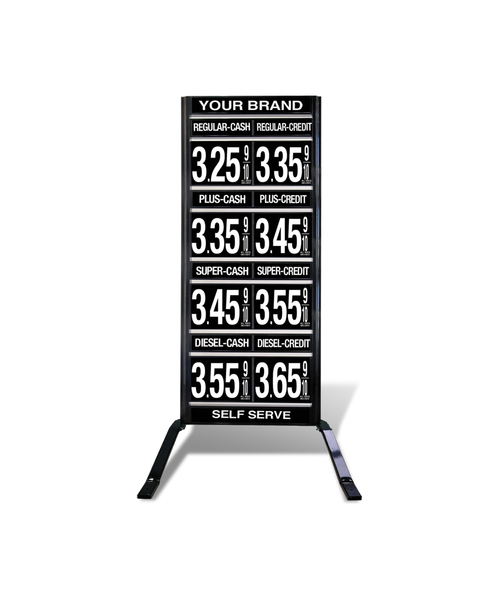 4 GRADES VXS420 SERIES CASH/CREDIT FUEL PRICE SIGN WITH 12" FLIP DIGITS VERSA DISPLAY - FREESTANDING - CURB STAND - MONUMENT STYLE