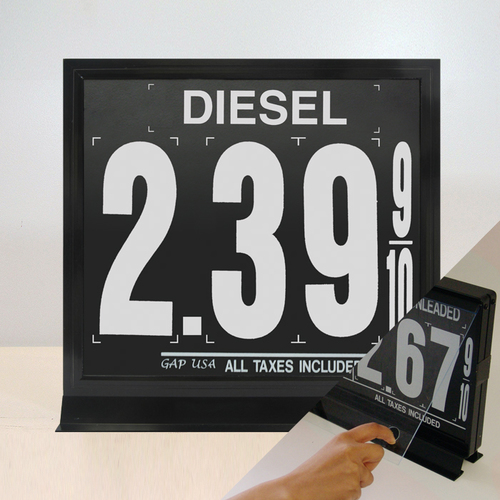 [M111P] 1 Grade M110 Series Pump Top Fuel Price sign w/ 9" Magnetic Digits (Black, Premium)
