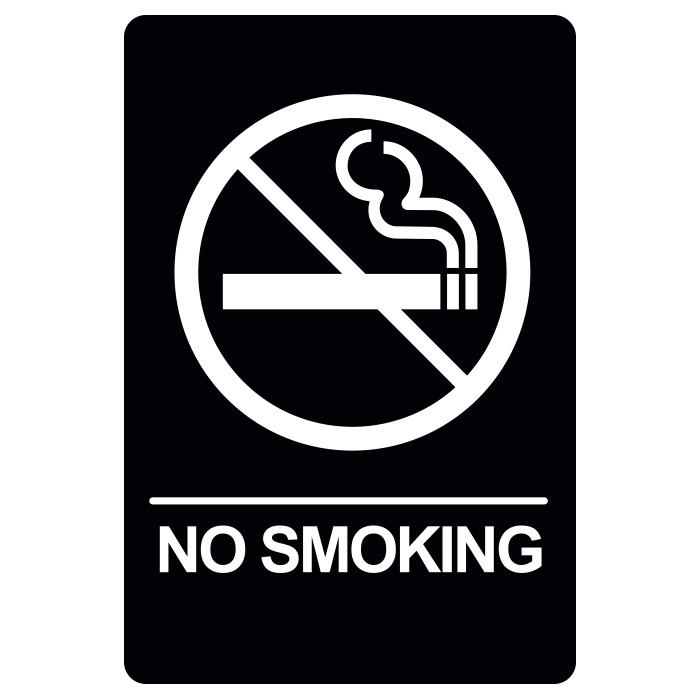 [BRS-06BK] BRS-06 Restroom Sign - NO SMOKING (White on Black)