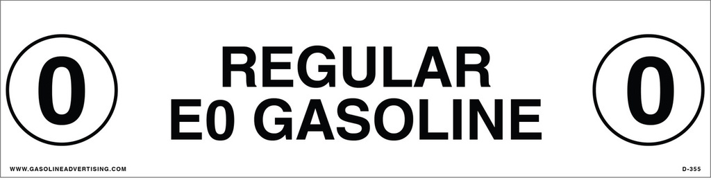 D-355 12" x 3" "REGULAR E0 GASOLINE" BLACK / WHITE API COLOR SYMBOL