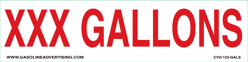 CVD-123-GAL - 12"W X 3"H - XXX Gallons Decal