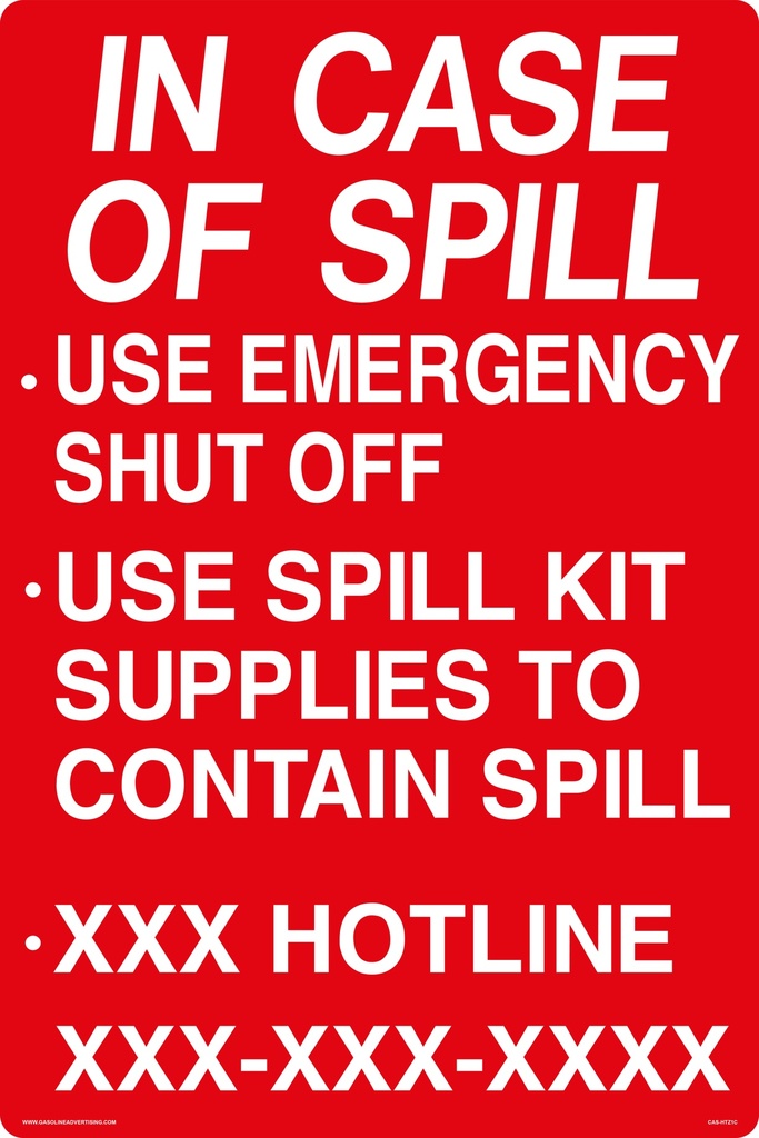 [CAS-HTZ1-C] CAS-HTZ1-C - 16" x 24" Metal - Emergency Procedures