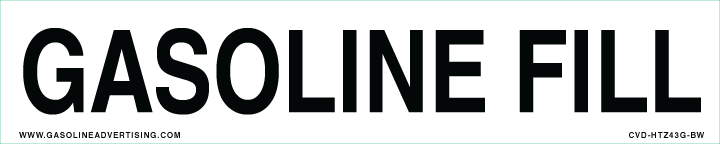 CVD-HTZ43G-BW  10" x 2" "GASOLINE FILL" Black on White Decal