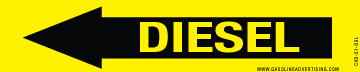 CVD-51-DSL - 5"W X 1"H - DIESEL with Arrow - Decal Black on Yellow