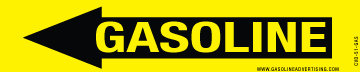 CVD-51-GAS- 5"W X 1"H - GASOLINE with Arrow - Decal Black on Yellow