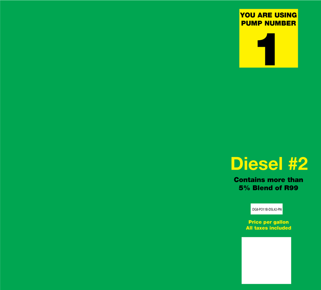 DG8-PO11B-DSL#2- PN Brand Panel - Diesel #2 with Pump Number