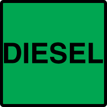 D-33-DSL-BG DECAL, "DIESEL" Black on Green Background Decal