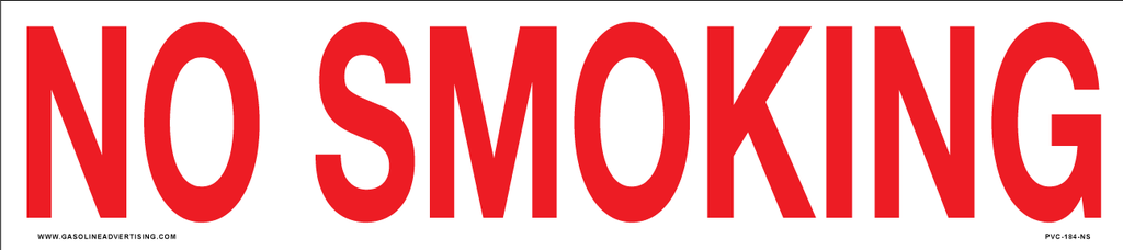 PVC-184-NS - 18"W X 4"H - "NO SMOKING" R/W PVC 3MM UV Ink
