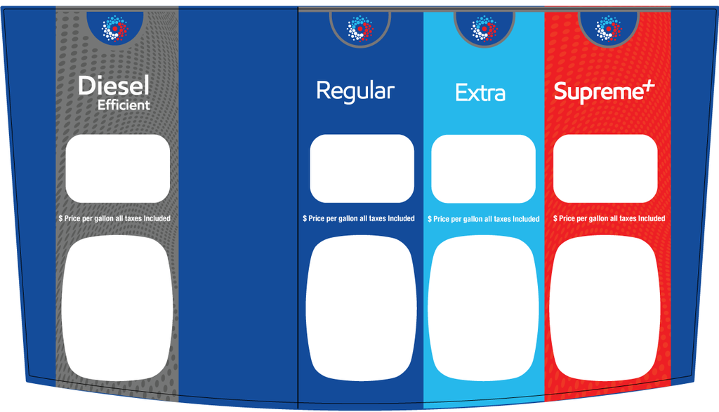 DG42-PO41-SYN Synergy Graphic for Ovation 2 - 3+1 Dispenser -  Diesel Efficient, Regular, Extra, Supreme+
