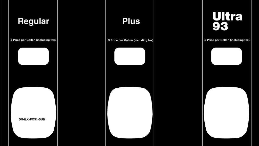 DG4LX-PO31-SUN Sunoco Brand Panel Overlay for Ovation,  3 Product. Regular, Plus and Ultra 93