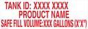 CVD-248-AST - 24"W X 8"H - TANK ID PRODUCT NAME SAFE FILL... DECAL - 2" high letters
