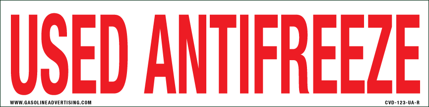 CVD-123-UA - 12"W X 3"H - USED ANTIFREEZE Decal
