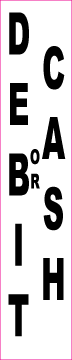 M2-ID-DEBCAS-V - 1"W X 5"H - Debit or Cash  -  Vertical Decal
