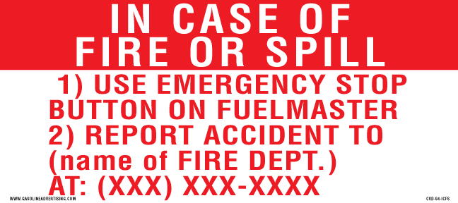 CVD-94-ICFS - 9"W X 4"H - IN CASE OF FIRE... Decal