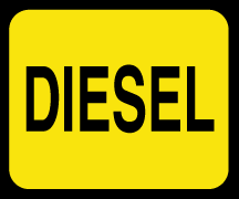 D-20-DSL - 3" x 2.5" "DIESEL" Black on Yellow Decal