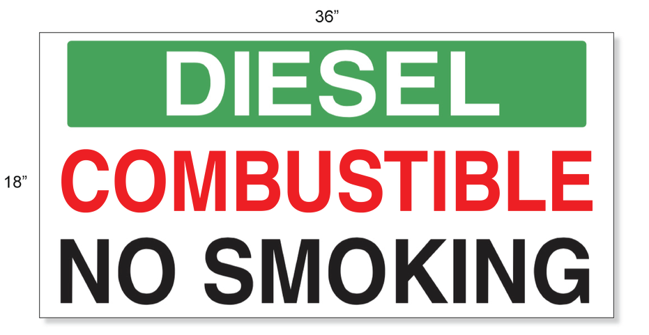 AST Diesel Decal - 36"w X 18"h - Diesel Combustible No Smoking