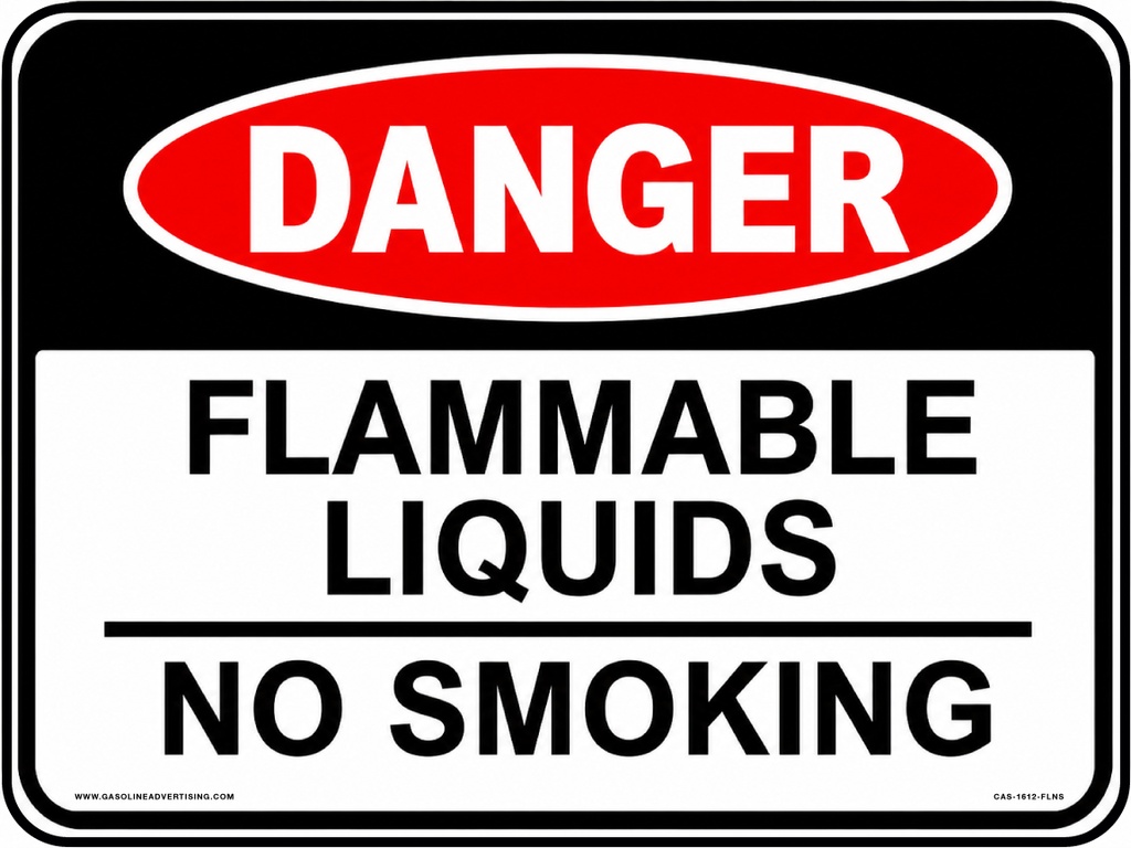 CAS-1612-FLNS - 16"W X 12.0"H - Danger Flammable Liquid No Smoking - Aluminum Sign