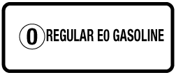 3.5" X 1.5" - REGULAR E0 GASOLINE - with a .10" hole on the left center Black on White Background, Foam Core Aluminum