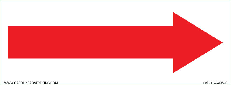 CVD-114-ARW-R - 10.75"w x 4"h RED ARROW on White Decal