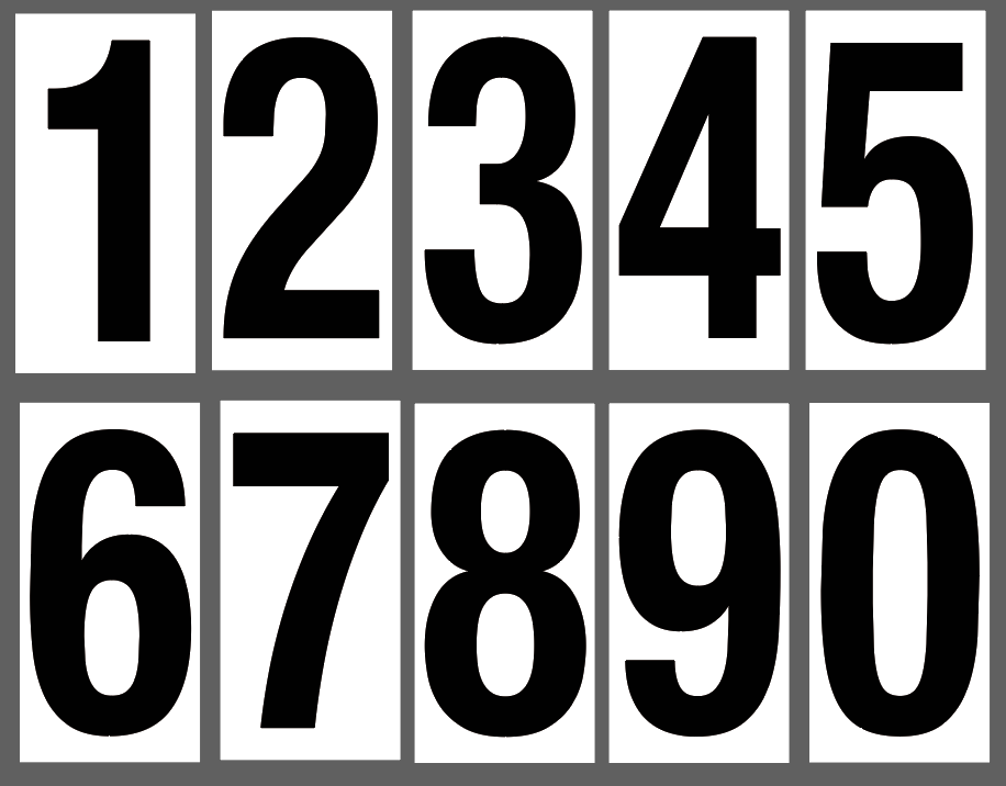 CPS-612-BLKCLR - 6"W X 12"H - Price Sign Numbers Set  0 to 9 - Black Number on Clear Polycarbonate - .125" thick