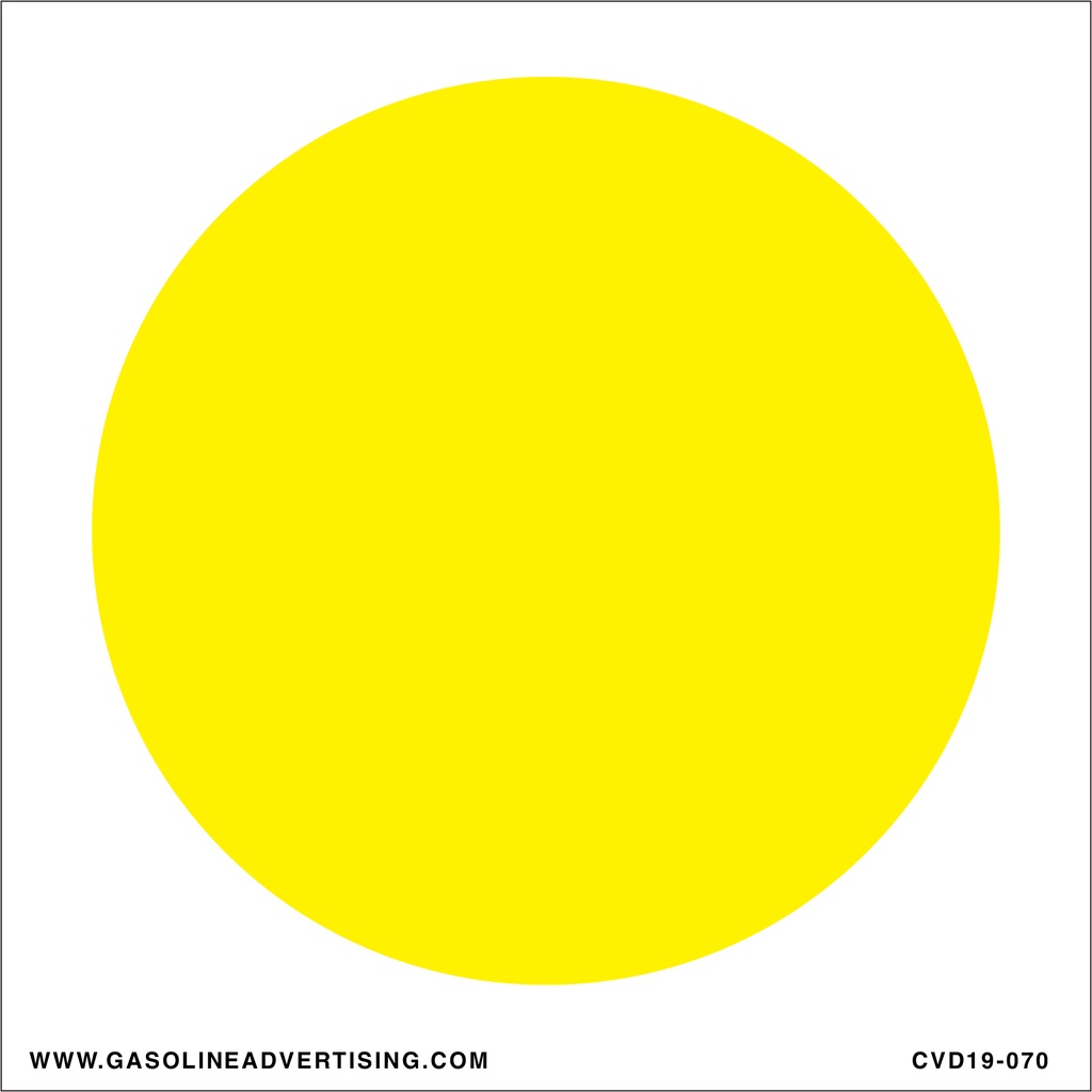 CVD19-070 - 6"W X 6"H - Yellow Circle on White Decal