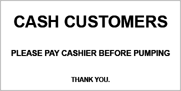 CVD19-057 - 5"W X 2.5"H - CASH CUSTOMERS... Decal