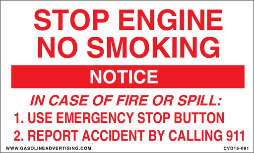 [CVD15-091] CVD15-091 - 5"W X 3"H - STOP ENGINE... Decal