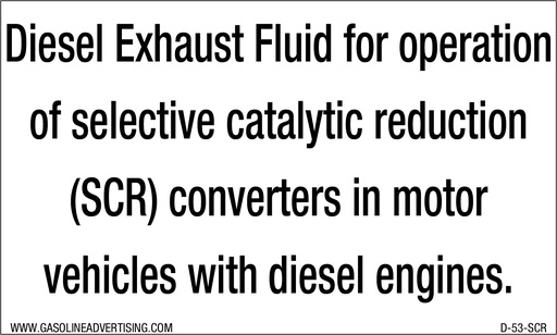 [D-53-SCR] D-53-SCR - 5" W x 3" H - DIESEL EXHAUST FLUID... Decal