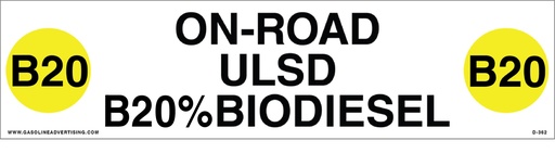 [D-362] D-362 - 12"W x 3"H - API COLOR CODED DECAL - ON-ROAD ULSD B20% BIODIESEL