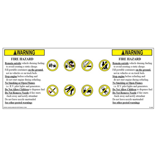[D-449] D-449 Fueling instructions Decal - WARNING...