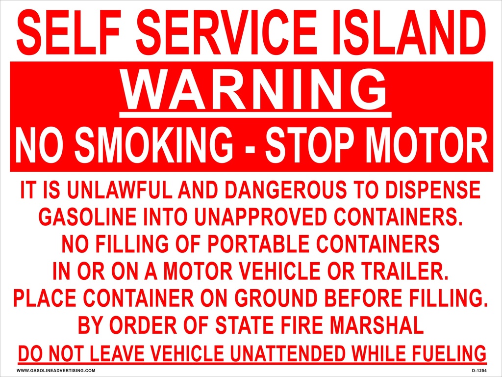 D-1254 Fueling Instruction Decal - SELF SERVICE... | Gasoline Advertising
