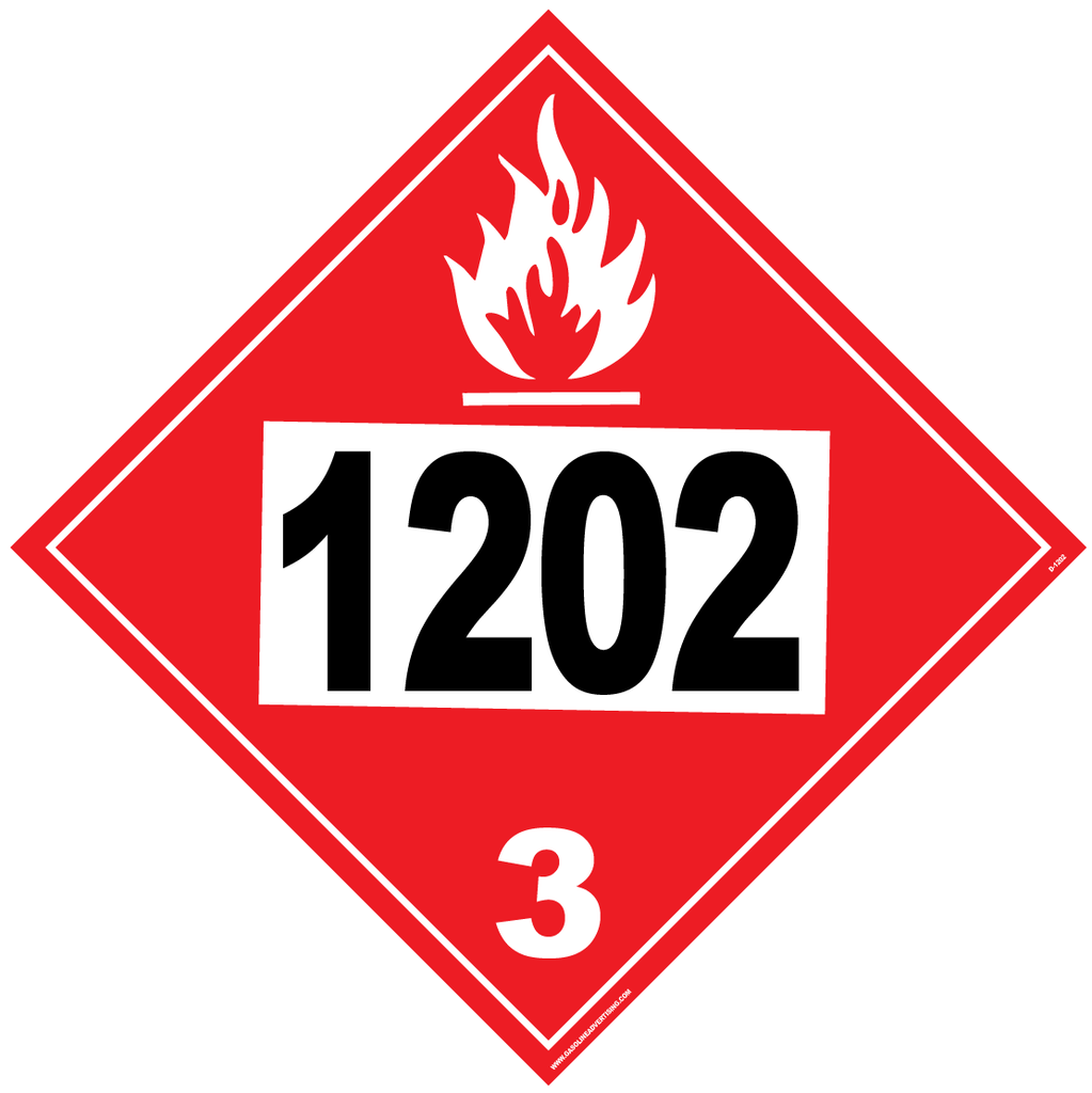 D.O.T PLACARD SIGN UN - 1202 | Gasoline Advertising