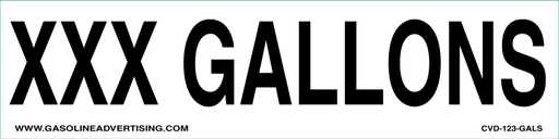 CVD-123-GAL - 12"W X 3"H - XXX Gallons Decal