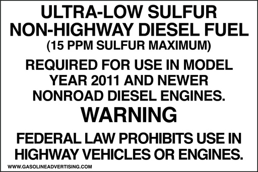 [D-476-A] D-476-A EPA Non-Road Diesel Decal - ULTRA-LOW...