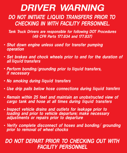 [CAS-H2C] CAS-H2C  "WARNING: Do Not Initiate Fuel or Oil..." W/R CUSTOM ALUMINUM SIGN