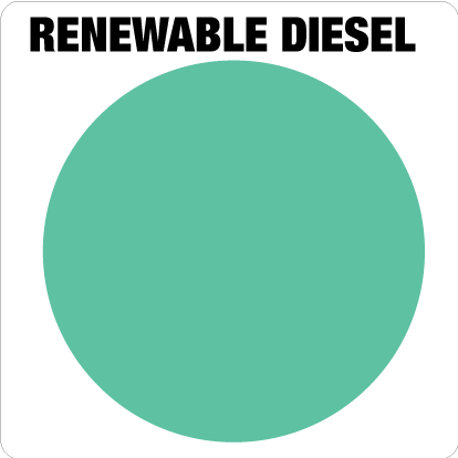 DGS-66-RD - 5.75" x 5.75" "RENEWABLE DIESEL" Teal/Green on White with API Symbol