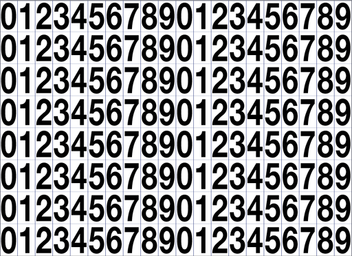D-811-#0-9-BW - 11"W X 8"H - #'s 0 - 9 - .55"w x 1"h Decal