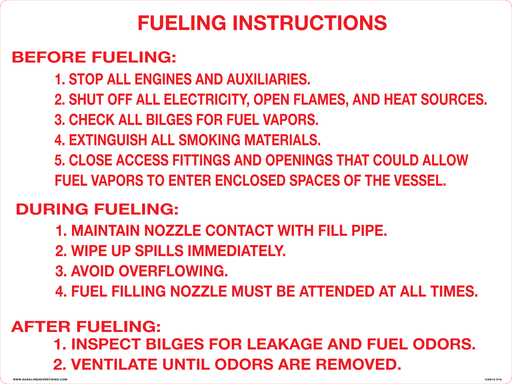 CVD13-31A - 32" x 24" Decal - FUELING INSTRUCTIONS...BEFORE , DURING, AFTER FUELING...