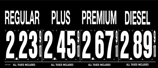 [M481P-MA] M481P-MA - 24" x 12" 4 Grade Pump Topper Signs - 1.5"w x 4.5"h magnetic numbers - for MA