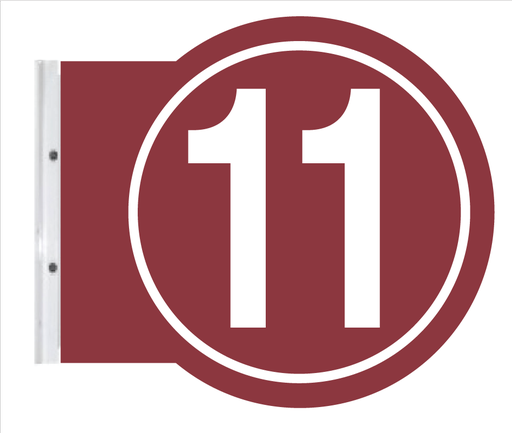 [PS10-11STW] 10" ROUND PUMP #'s - Powdercoated Burgundy with White #'s 11 on both sides