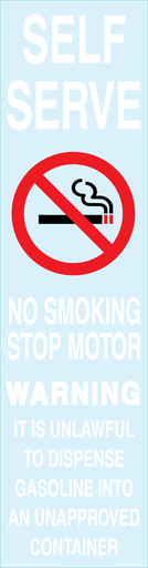 [CVD17-077-WHTCLR] CVD17-077WHTCLR "NO SMOKING/SELF SERVICE..."White on Clear background Decal