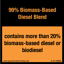 [D-30-99BBD] D-30-99BBD  3" x 3" 99% BIOMASS-BASED DIESEL BLEND - Decal