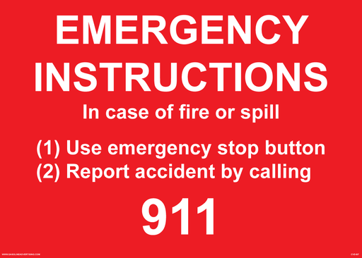 [CVD-B7] CVD-B7 - 14" x 10" - Emergency Instruction -W/R Decal